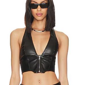 Black Faux Leather Crop Top
